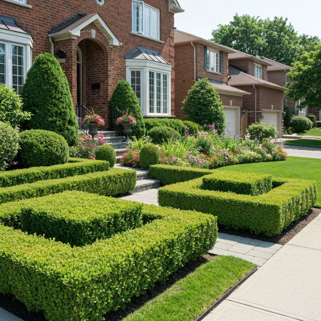 Professionally trimmed hedges and shrubs